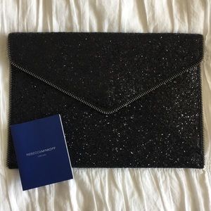 Rebecca Minkoff black glitter clutch
